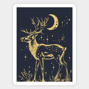 Celestial Reindeer Under Starlit Sky – Winter Mystic Art Magnet